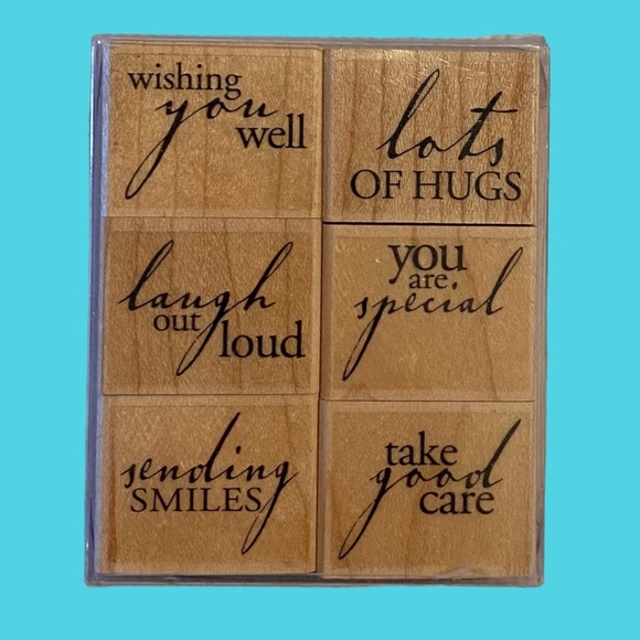 Box of 6 Sentiments Wood Mounted Stamps by Hero Arts - Picture 1 of 4